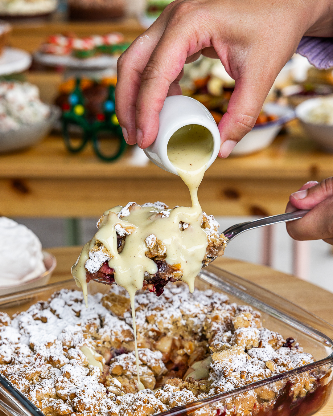 Vegan Apple Blackberry Crumble With Custard | Nutie Donuts